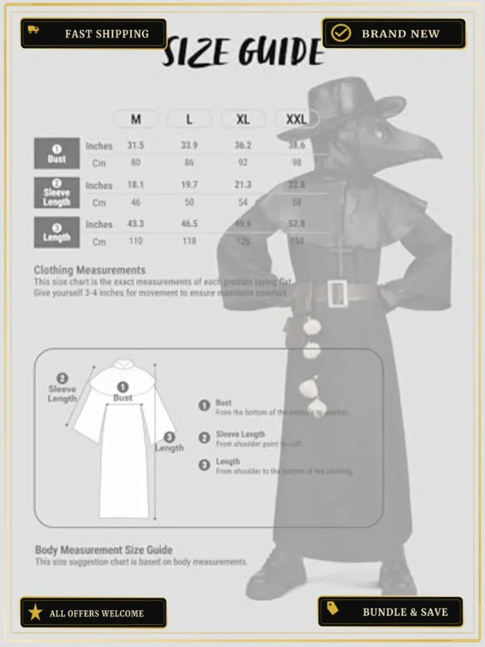 Kids Plague Doctor Costume 10-in-1 Halloween Set Robe Mask Cosplay